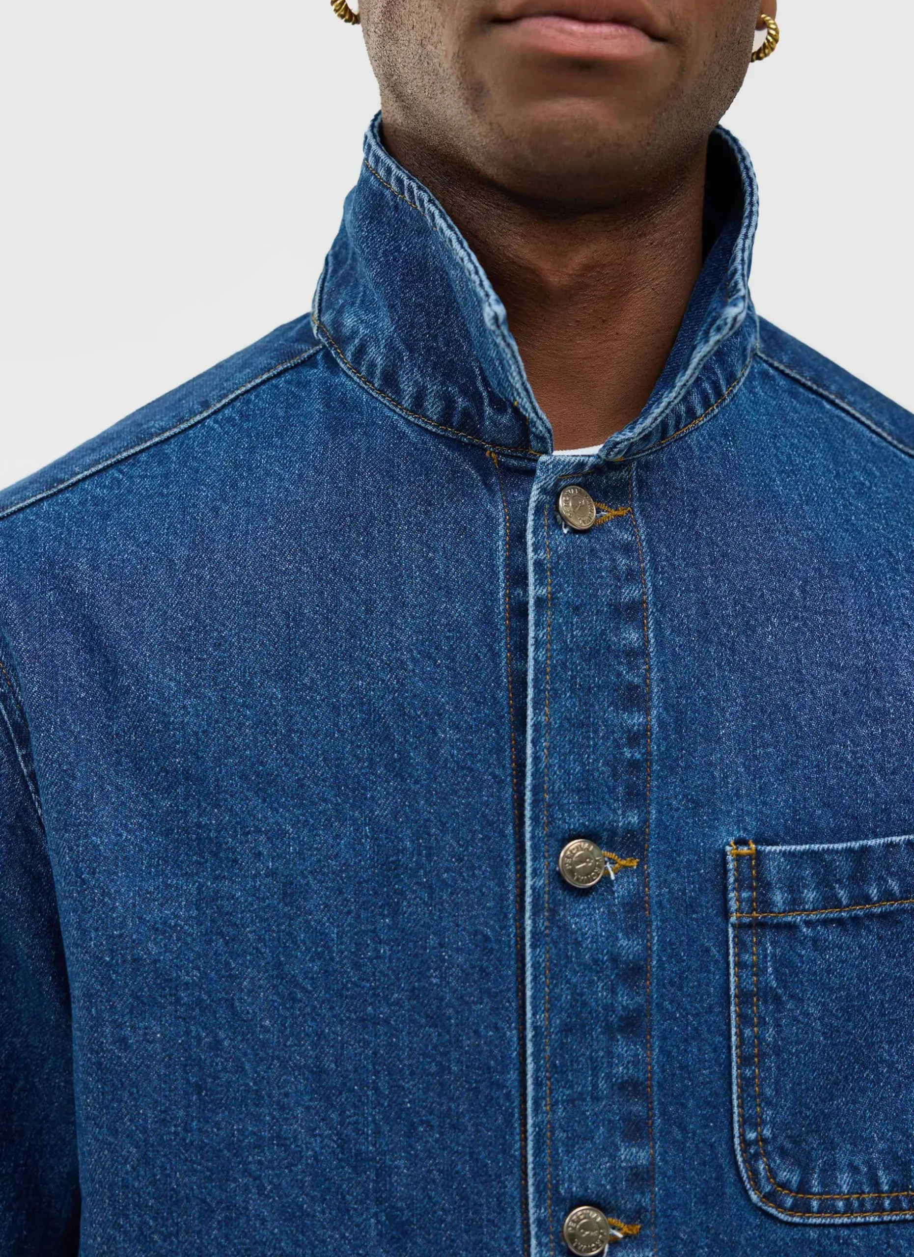 Percival Jackets|Denim Jackets^Gove Chore Jacket Mid Wash Blue