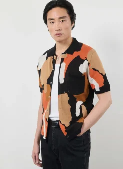 Percival Short Sleeve Shirts|Knitted Shirts^Impressionist Jacquard Shirt Black