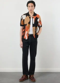 Percival Short Sleeve Shirts|Knitted Shirts^Impressionist Jacquard Shirt Black