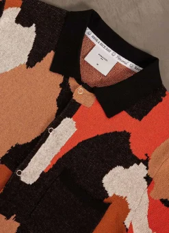 Percival Short Sleeve Shirts|Knitted Shirts^Impressionist Jacquard Shirt Black
