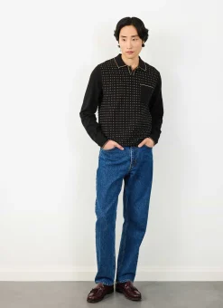 Percival Knitted Shirts|Knitted Polo Shirts & Knitted Shirts^Kihara Long Sleeve Polo Black