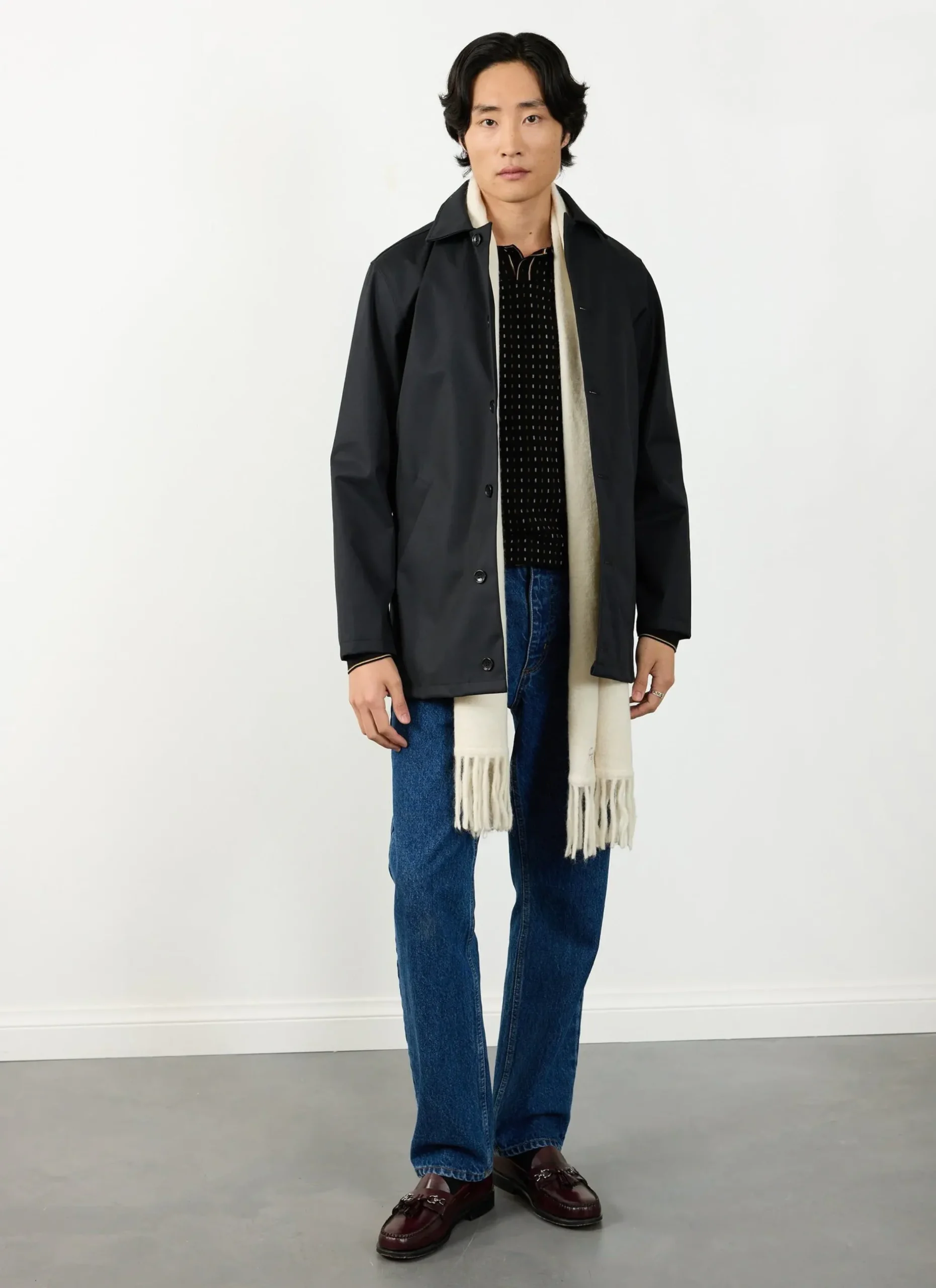 Percival Knitted Shirts|Knitted Polo Shirts & Knitted Shirts^Kihara Long Sleeve Polo Black