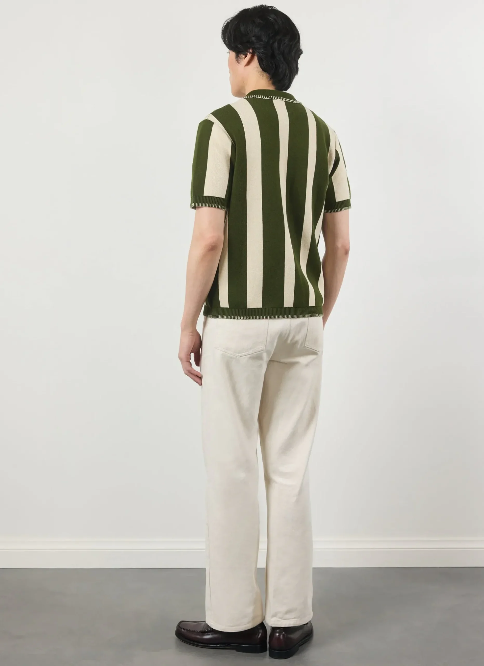 Percival Knitted Shirts|Knitted Polo Shirts & Knitted Shirts^Knitted Stripe Cuban Shirt Green