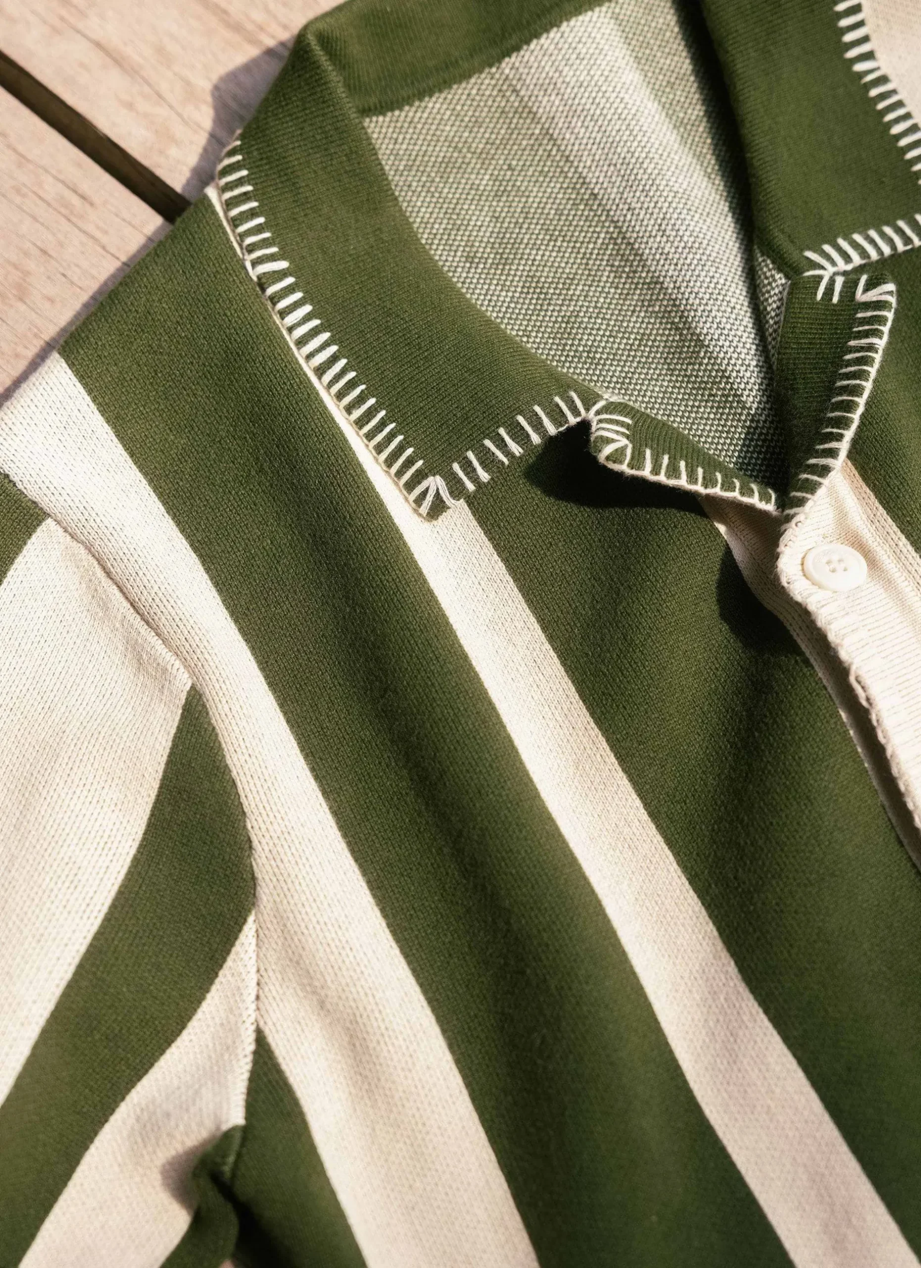 Percival Knitted Shirts|Knitted Polo Shirts & Knitted Shirts^Knitted Stripe Cuban Shirt Green