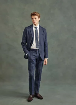 Percival Ties|Ties^Linen Tie Navy Marl