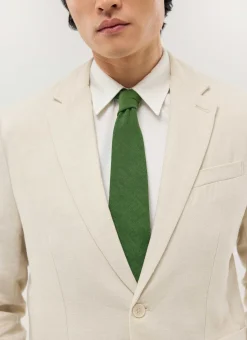 Percival Ties|Ties^Linen Tie Forest Green