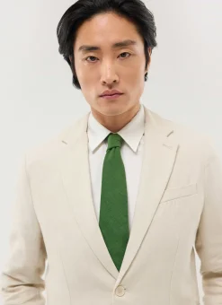 Percival Ties|Ties^Linen Tie Forest Green