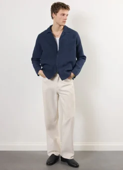 Percival Linen Shirts|Linen Shirts^Long Sleeve Cuban Linen Shirt Navy