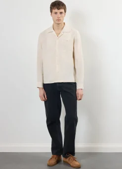 Percival Long Sleeve Shirts|Linen Shirts^Long Sleeve Cuban Linen Shirt Cream