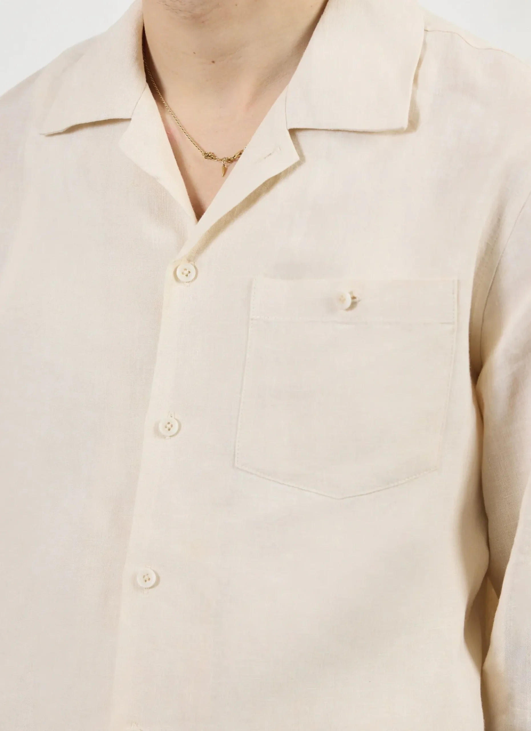Percival Long Sleeve Shirts|Linen Shirts^Long Sleeve Cuban Linen Shirt Cream