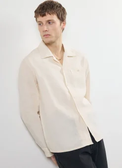 Percival Long Sleeve Shirts|Linen Shirts^Long Sleeve Cuban Linen Shirt Cream