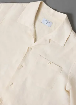Percival Long Sleeve Shirts|Linen Shirts^Long Sleeve Cuban Linen Shirt Cream