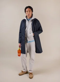 Percival Coats|Trench Coats^Men's Navy Greyson Long Trench Coat Midnight with Olive