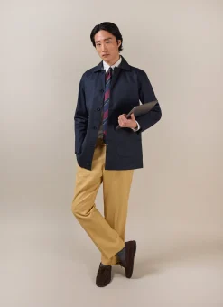 Percival The Waterproof Sherlock|Coats^Men's Navy Sherlock Short Trench Coat Midnight with Olive
