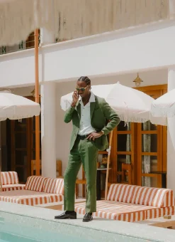 Percival Linen Blazers & Jackets|Race Day Suits^Men's Tailored Two Piece Suit Forest Green