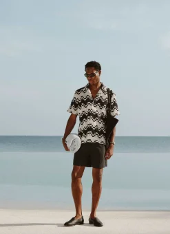 Percival Knitted Shirts|Knitted Polo Shirts & Knitted Shirts^Naples Crochet Cuban Shirt Ecru