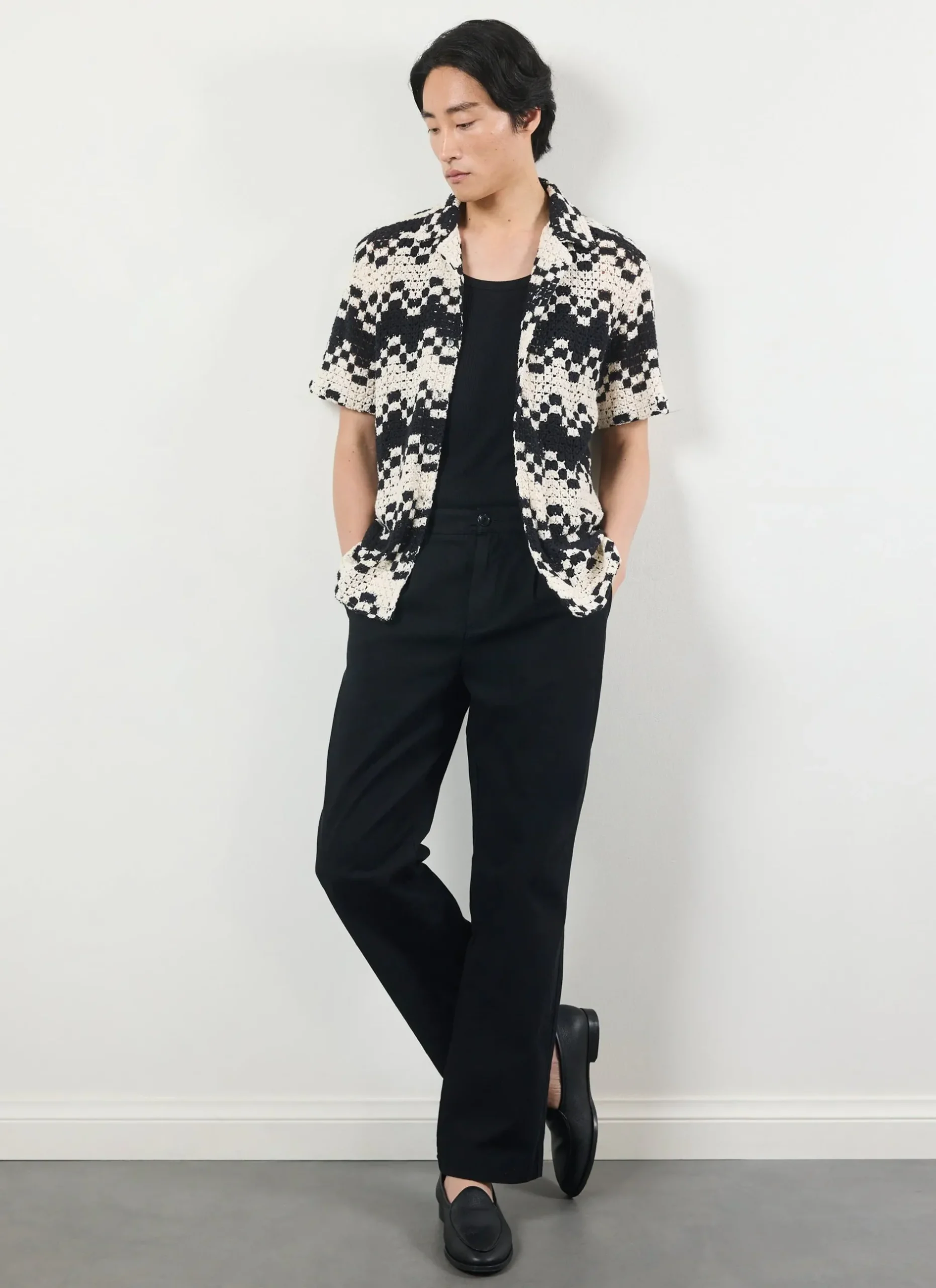 Percival Knitted Shirts|Knitted Polo Shirts & Knitted Shirts^Naples Crochet Cuban Shirt Ecru