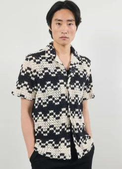 Percival Knitted Shirts|Knitted Polo Shirts & Knitted Shirts^Naples Crochet Cuban Shirt Ecru