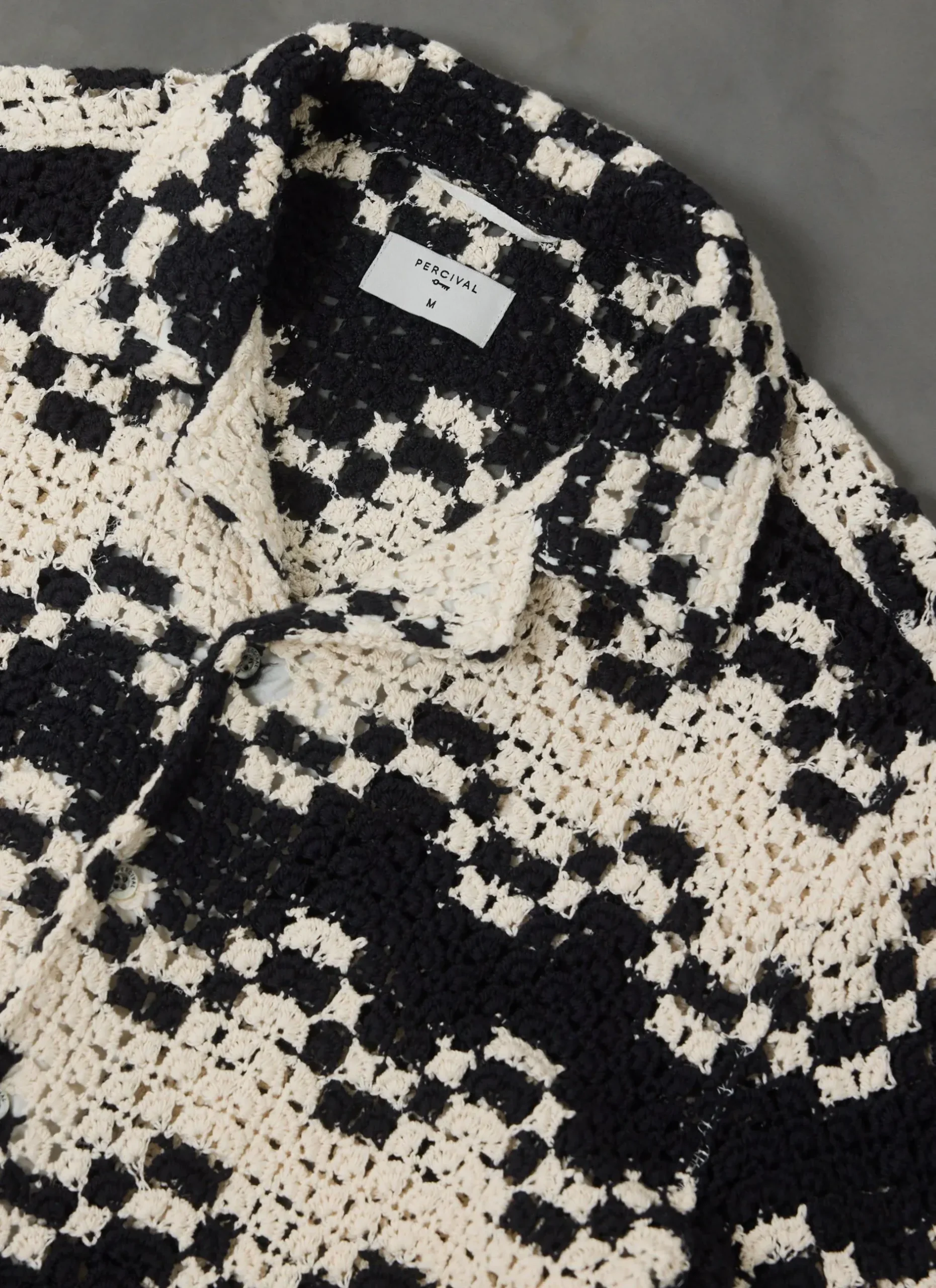 Percival Knitted Shirts|Knitted Polo Shirts & Knitted Shirts^Naples Crochet Cuban Shirt Ecru