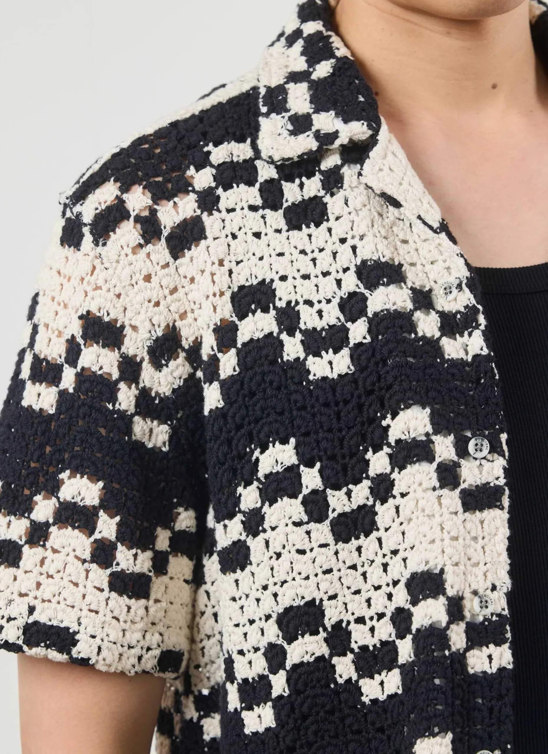 Percival Knitted Shirts|Knitted Polo Shirts & Knitted Shirts^Naples Crochet Cuban Shirt Ecru