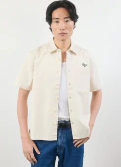 Percival Short Sleeve Shirts|Knitted Shirts^Olive Embroidered Cropped Shirt White