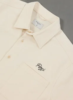 Percival Short Sleeve Shirts|Knitted Shirts^Olive Embroidered Cropped Shirt White