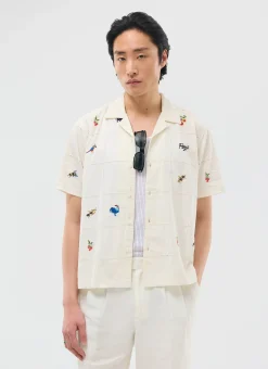 Percival Short Sleeve Shirts|Boxy Shirts^Olive Tapestry Cuban Shirt Ecru