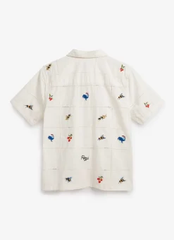 Percival Short Sleeve Shirts|Boxy Shirts^Olive Tapestry Cuban Shirt Ecru
