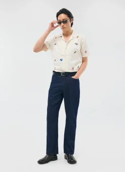 Percival Short Sleeve Shirts|Boxy Shirts^Olive Tapestry Cuban Shirt Ecru