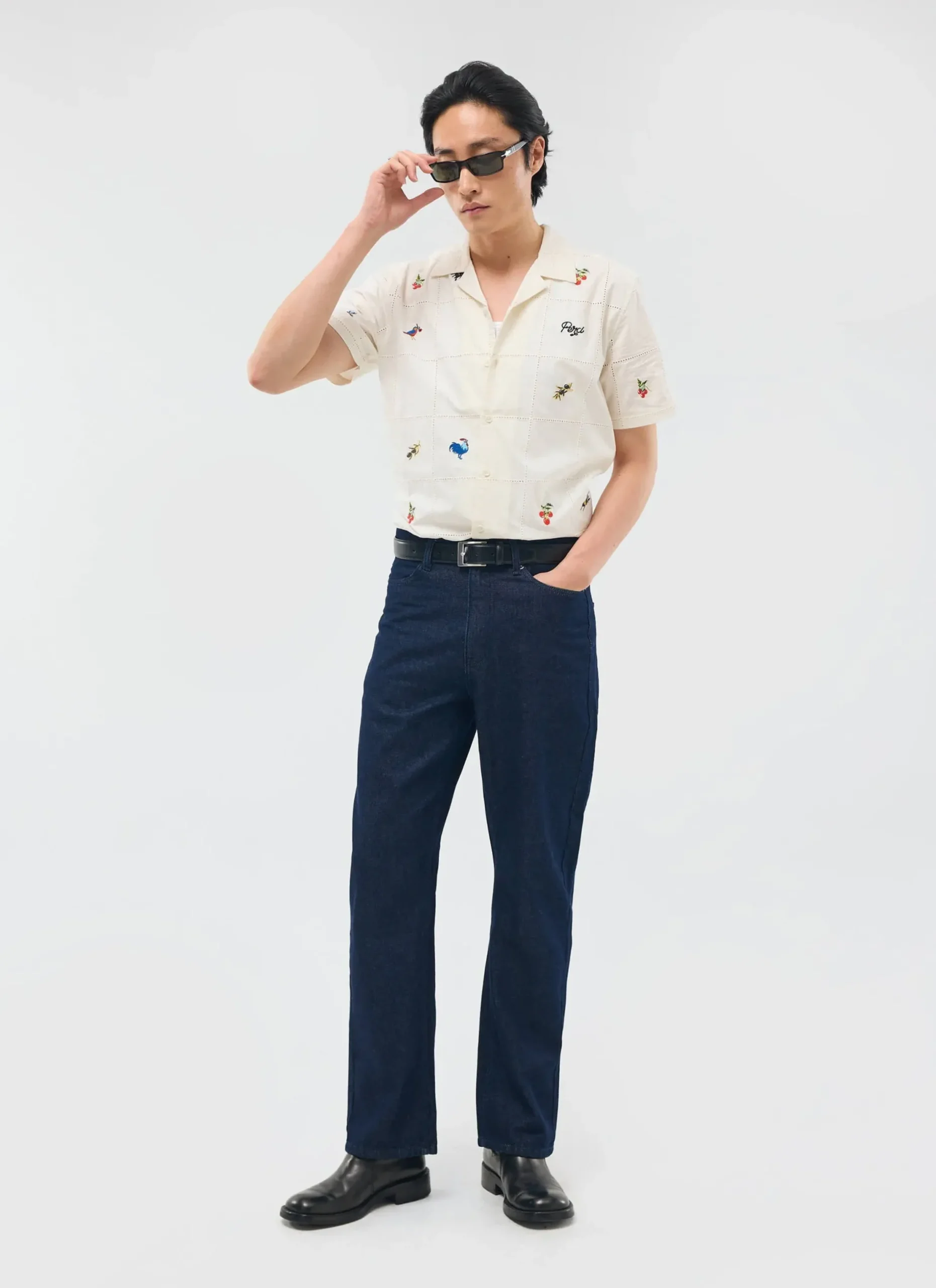 Percival Short Sleeve Shirts|Boxy Shirts^Olive Tapestry Cuban Shirt Ecru