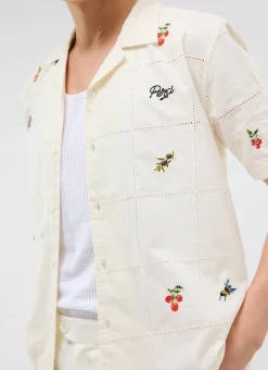 Percival Short Sleeve Shirts|Boxy Shirts^Olive Tapestry Cuban Shirt Ecru