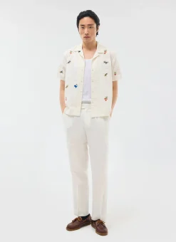 Percival Short Sleeve Shirts|Boxy Shirts^Olive Tapestry Cuban Shirt Ecru