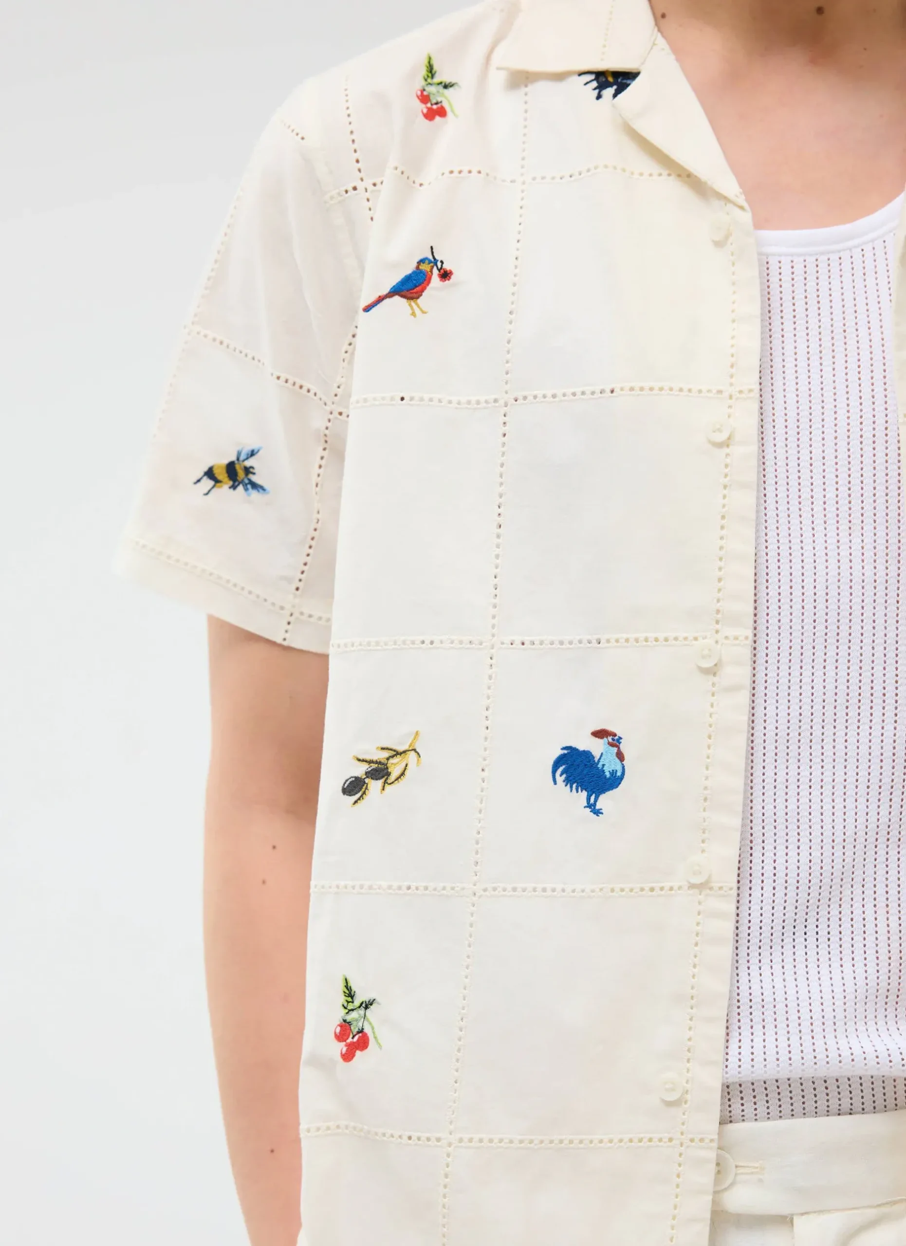 Percival Short Sleeve Shirts|Boxy Shirts^Olive Tapestry Cuban Shirt Ecru