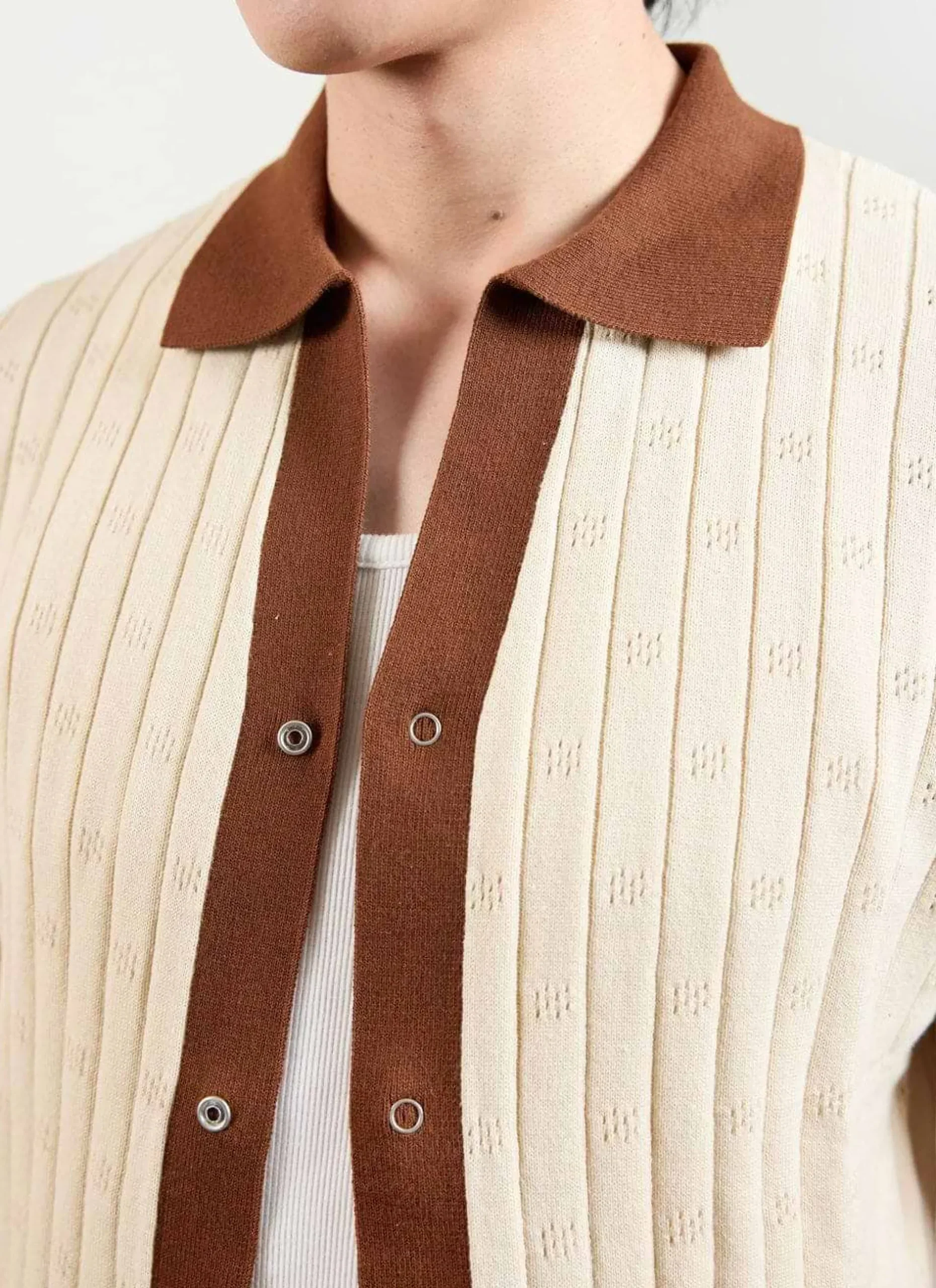 Percival Short Sleeve Shirts|Knitted Shirts^Open Collar Knitted Polo Ecru