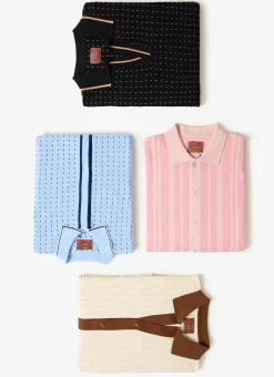 Percival Short Sleeve Shirts|Knitted Shirts^Open Collar Knitted Polo Ecru