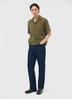 Percival Short Sleeve Shirts|Crochet Shirts^Palermo Crochet Cuban Shirt Olive Green