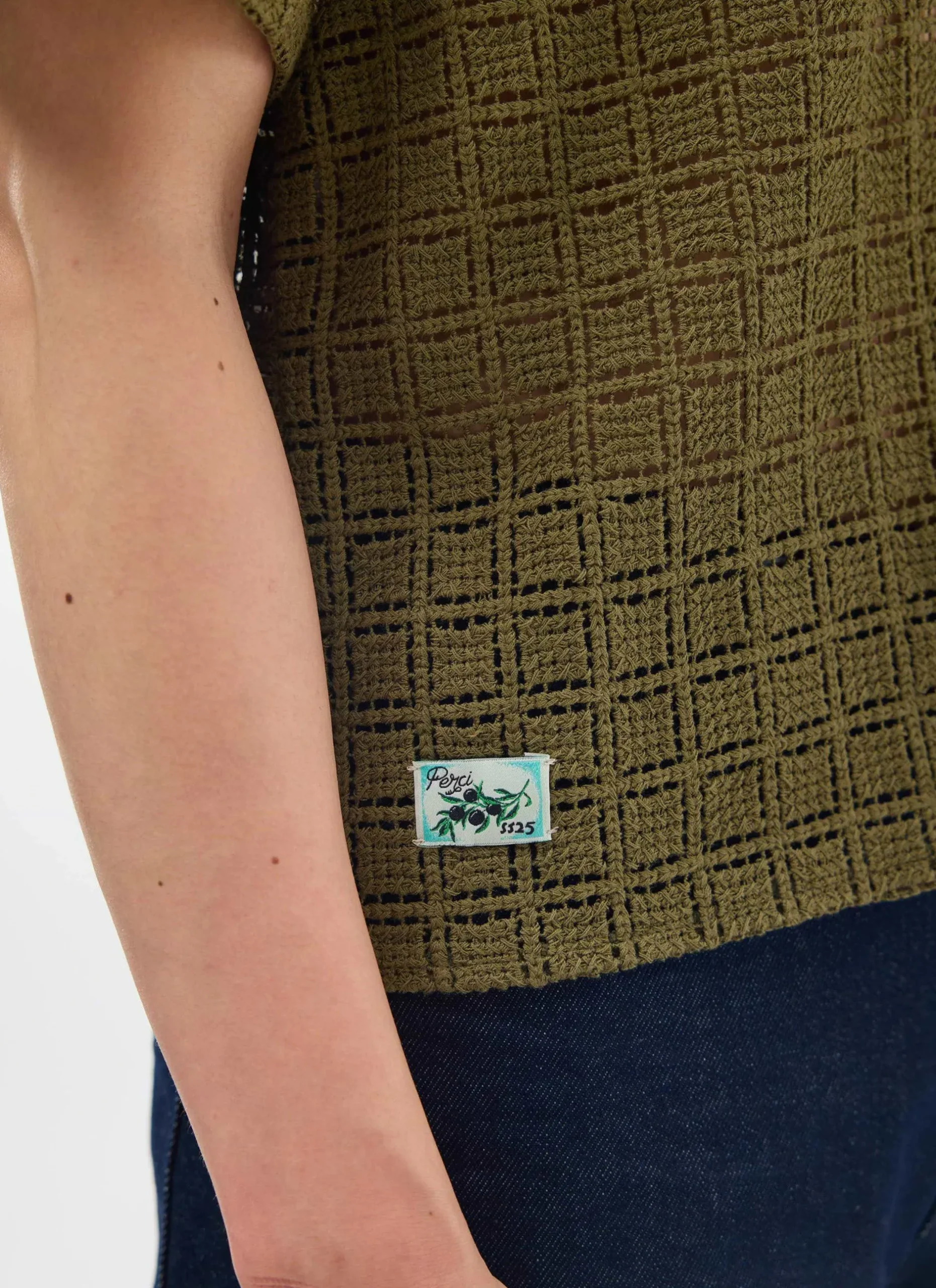 Percival Short Sleeve Shirts|Crochet Shirts^Palermo Crochet Cuban Shirt Olive Green