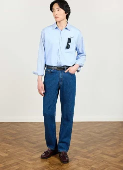 Percival Long Sleeve Shirts|Boxy Shirts^Patchwork Stripe Pearce Shirt Blue