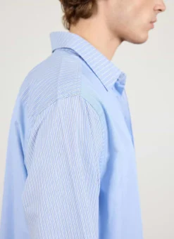 Percival Long Sleeve Shirts|Boxy Shirts^Patchwork Stripe Pearce Shirt Blue