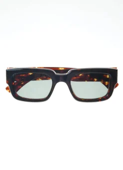 Percival Sunglasses^P002-E20 Demi Brown Tortoise Sunglasses Bottle Green Lenses