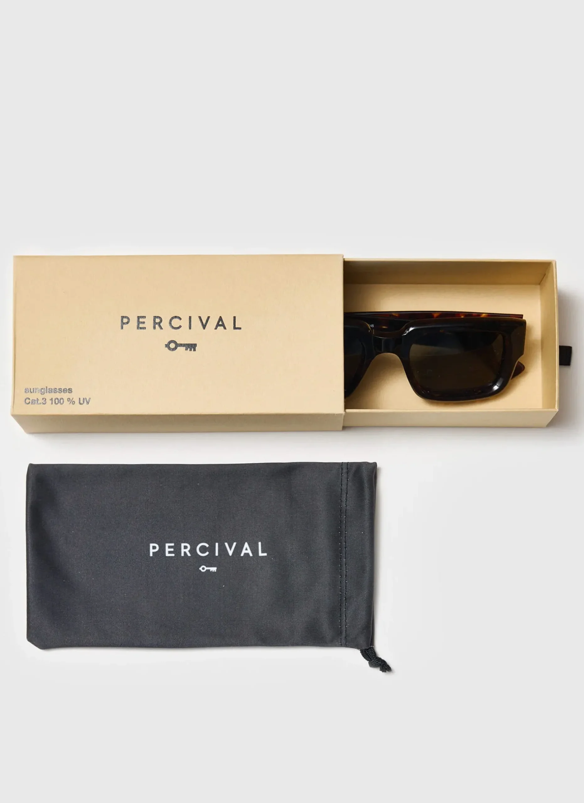 Percival Sunglasses^P002-E20 Demi Brown Tortoise Sunglasses Bottle Green Lenses