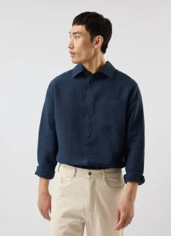 Percival Long Sleeve Shirts|Linen Shirts^Pearce Shirt Navy