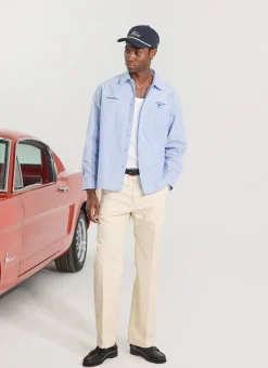 Percival Long Sleeve Shirts^Pit Crew Relaxed Shirt Blue Stripe