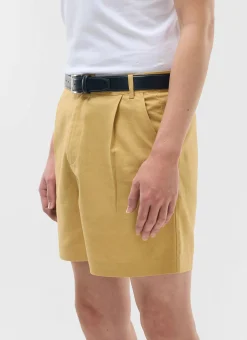 Percival Shorts|Suit Shorts^Pleated Linen Shorts Tan
