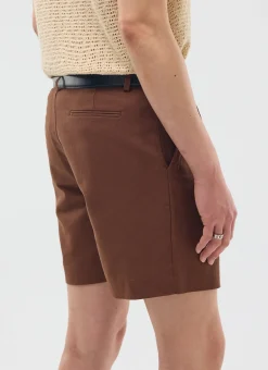 Percival Shorts|Suit Shorts^Pleated Linen Shorts Brown