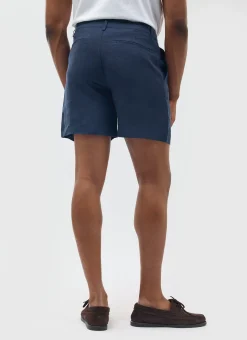Percival Shorts|Suit Shorts^Pleated Linen Shorts Navy