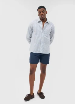 Percival Shorts|Suit Shorts^Pleated Linen Shorts Navy