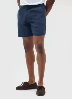 Percival Shorts|Suit Shorts^Pleated Linen Shorts Navy