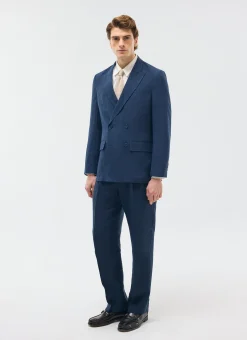 Percival Shorts|Suit Shorts^Pleated Linen Shorts Navy