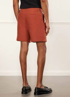 Percival Shorts|Suit Shorts^Pleated Linen Shorts Rust